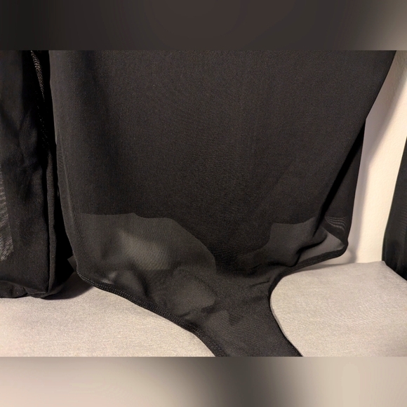 NEW Shinestar Black mesh bodysuit mock turtleneck size large - Picture 10 of 11